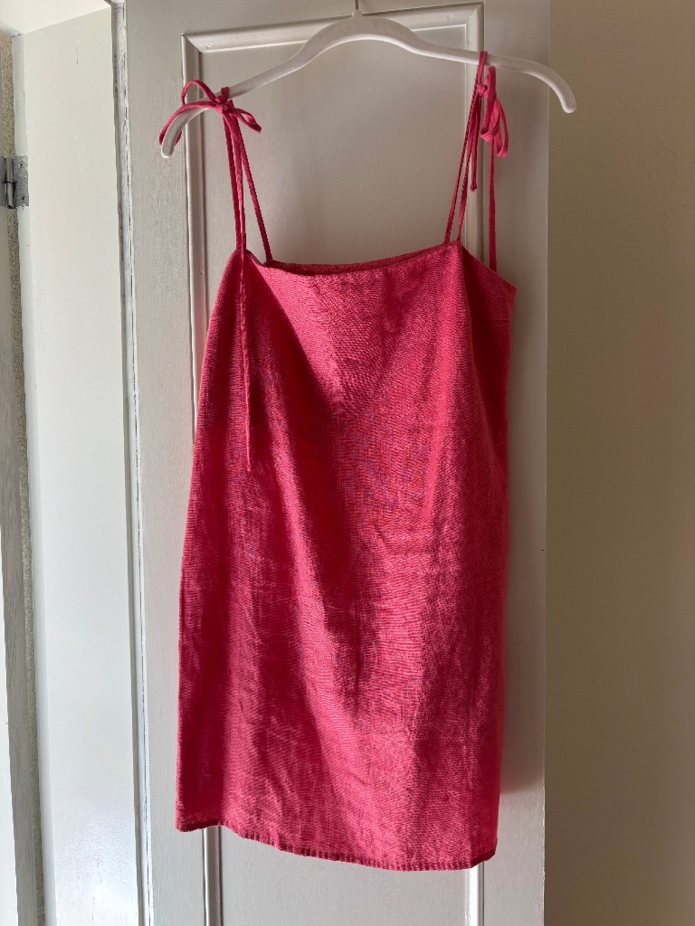 Reformation pink linen shift dress